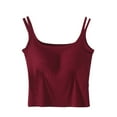thumbnail image 1 of Clean Womens Strapless Self Bra Tank Tops U-Neck Sleeveless Shirts Plain Basic Tunic Tee Tight Fitted Camisole Sleepwear One Piece Seamless Bra Support Push-Up Underwear Training Yoga Clothes, 1 of 6