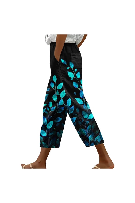 Clean Womens Summer Printed Capri Pants Funny Fruit Pattern Capris High Waisted Sweatpants Lace-Up Elastic Waist Beach Pants Baggy Relaxed Fit Jogger Capri Beach Travel Vacation Outfits with Pockets