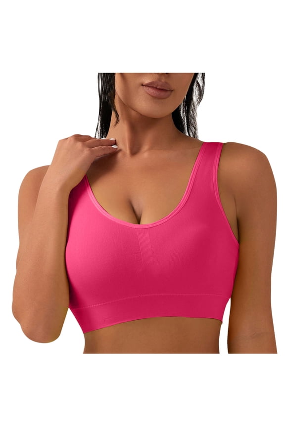 Clean Womens Summer U-Neck Crop Tops Full Coverage Shelf Support Push-Up Bra One Piece Seamless Corset Lounge Breathable Tank Tops Daily Training Yoga Bra