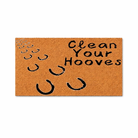 Clean Your Hooves Doormat, Funny Horse Hoofprint Door Mat, Western Farmhouse Entry Rug, Housewarming Gift 5459 (12x26 inches) 5459