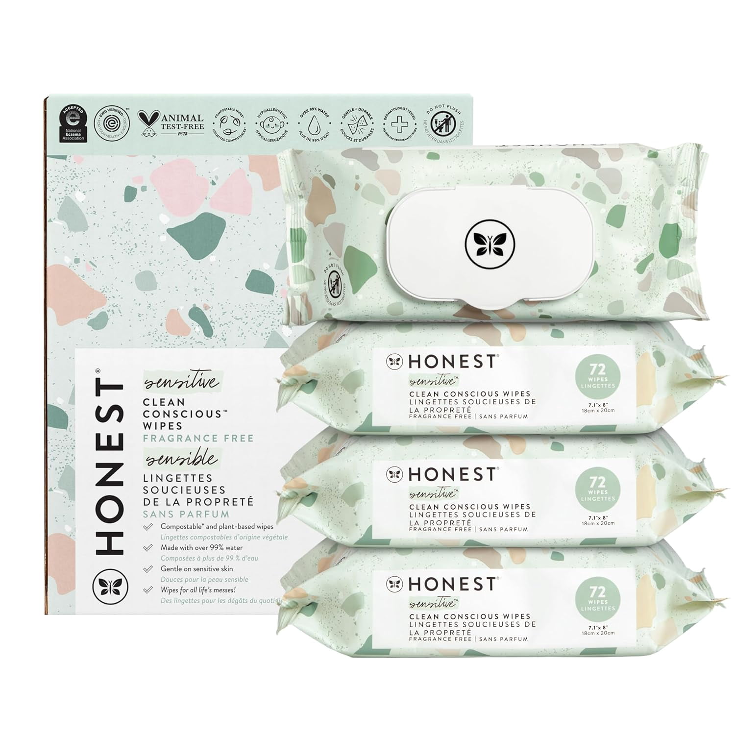 Clean and pure multi-purpose wet wipes | Low-allergenic + fragrance-free, suitable for sensitive skin