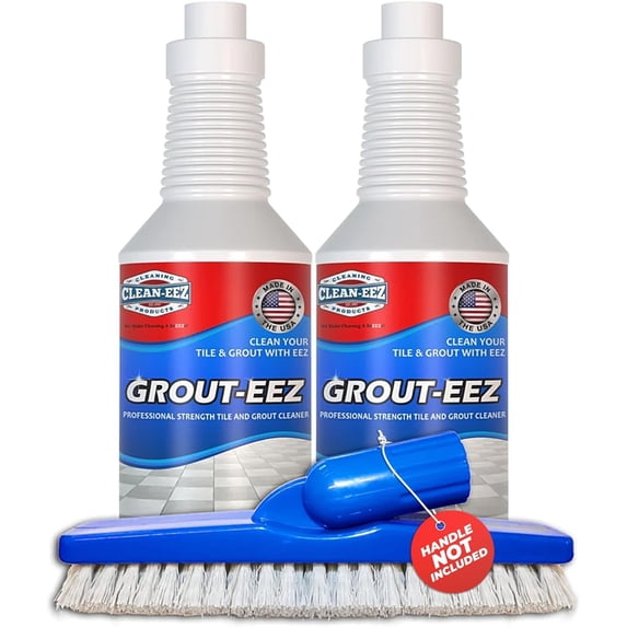 Grout-EEZ Tile & Grout Cleaner – Professional Strength Stain Remover (2-Pack, 32oz Each) with Brush – Deep Cleaning Solution
