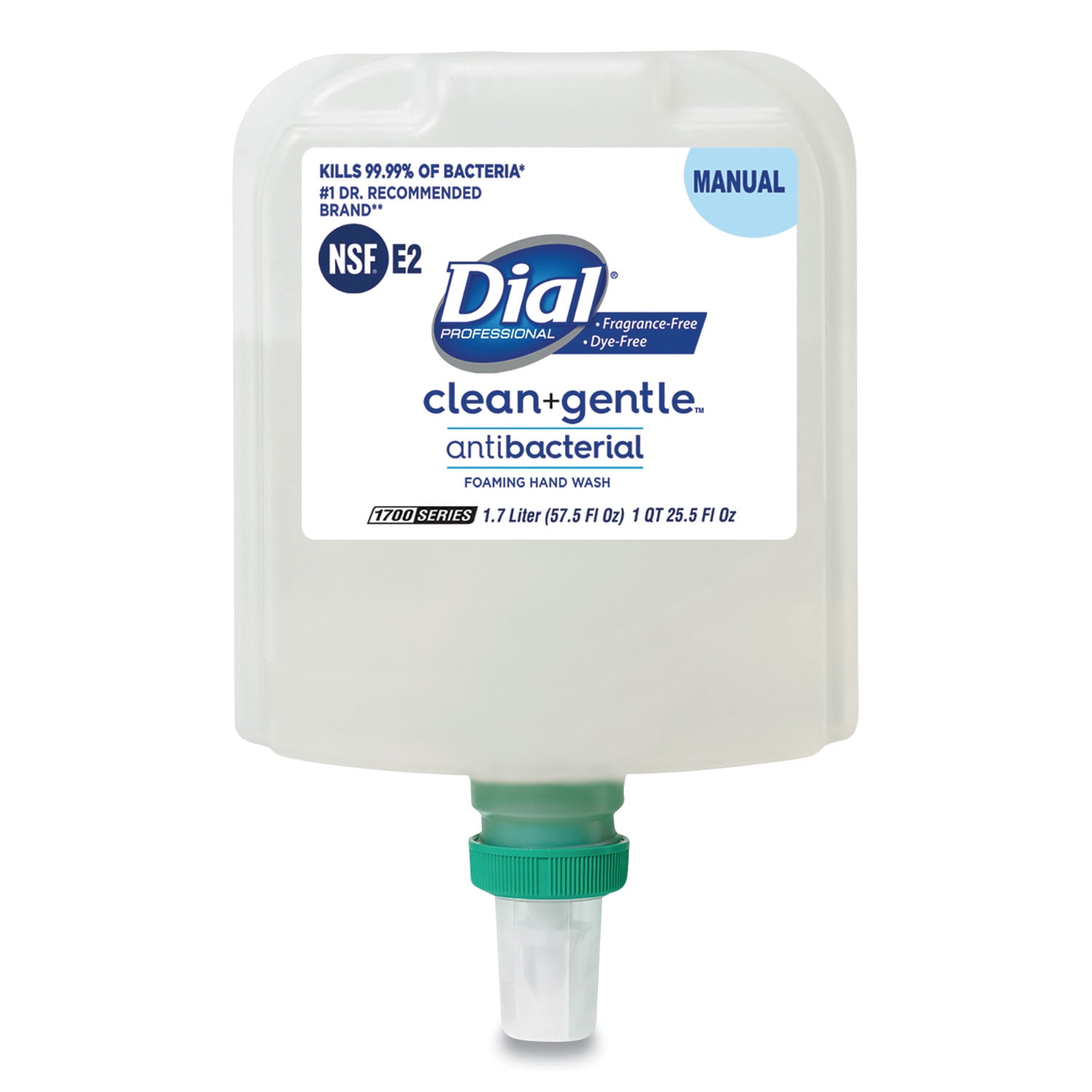 Clean+Gentle Antibacterial Foaming Hand Wash Refill for Dial 1700 Dispenser, Fragrance Free, 1.7 L, 3/Carton Clean+Gentle Antibacterial Foaming Hand Wash Refill for Dial 1700 Dispenser, Fragrance Free, 1.7 L, 3/Carton