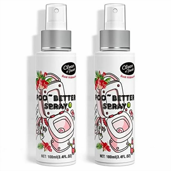 Clean-n-Fresh Toilet Spray 6.8 Oz, Hibiscus Scent, Bathroom Odor Deodorizer, A Great Air Freshener for Room, Home, Travel Size, Up to 400+ Uses, 2 Pack