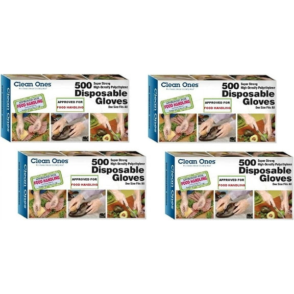 Clean ones Disposable Gloves- 2000 Gloves, 500 Count (Pack of 4)