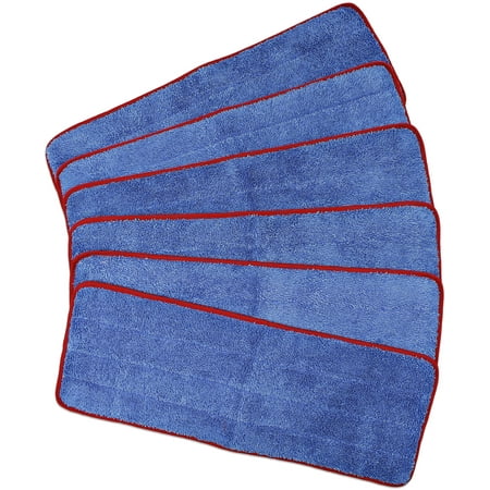 CleanAide® All Purpose Mega Microfiber Mop Pad 18 Inches Red 6 Pack