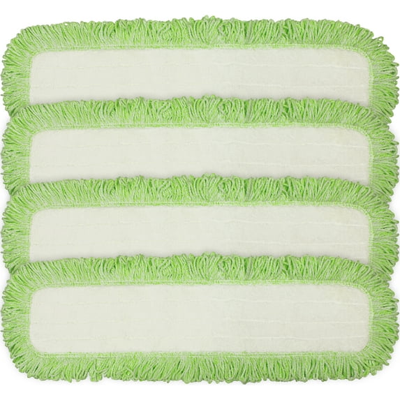 CleanAide Commercial Microfiber Dry Mop Pad Refill 24 In Green 4 Pack