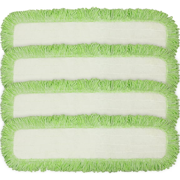 CleanAide Commercial Microfiber Dry Mop Pad Refill 24 In Green 4 Pack