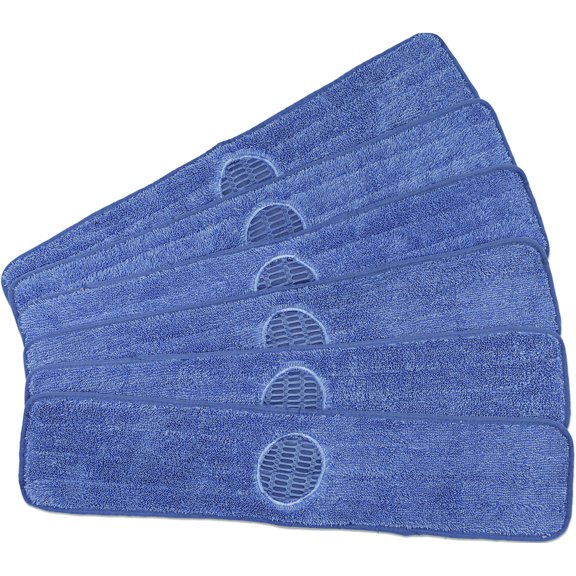 CleanAide® Spot Cleaning Twist Yarn Microfiber Mop Pad with Scrubber 24 Inches Blue 6 Pack