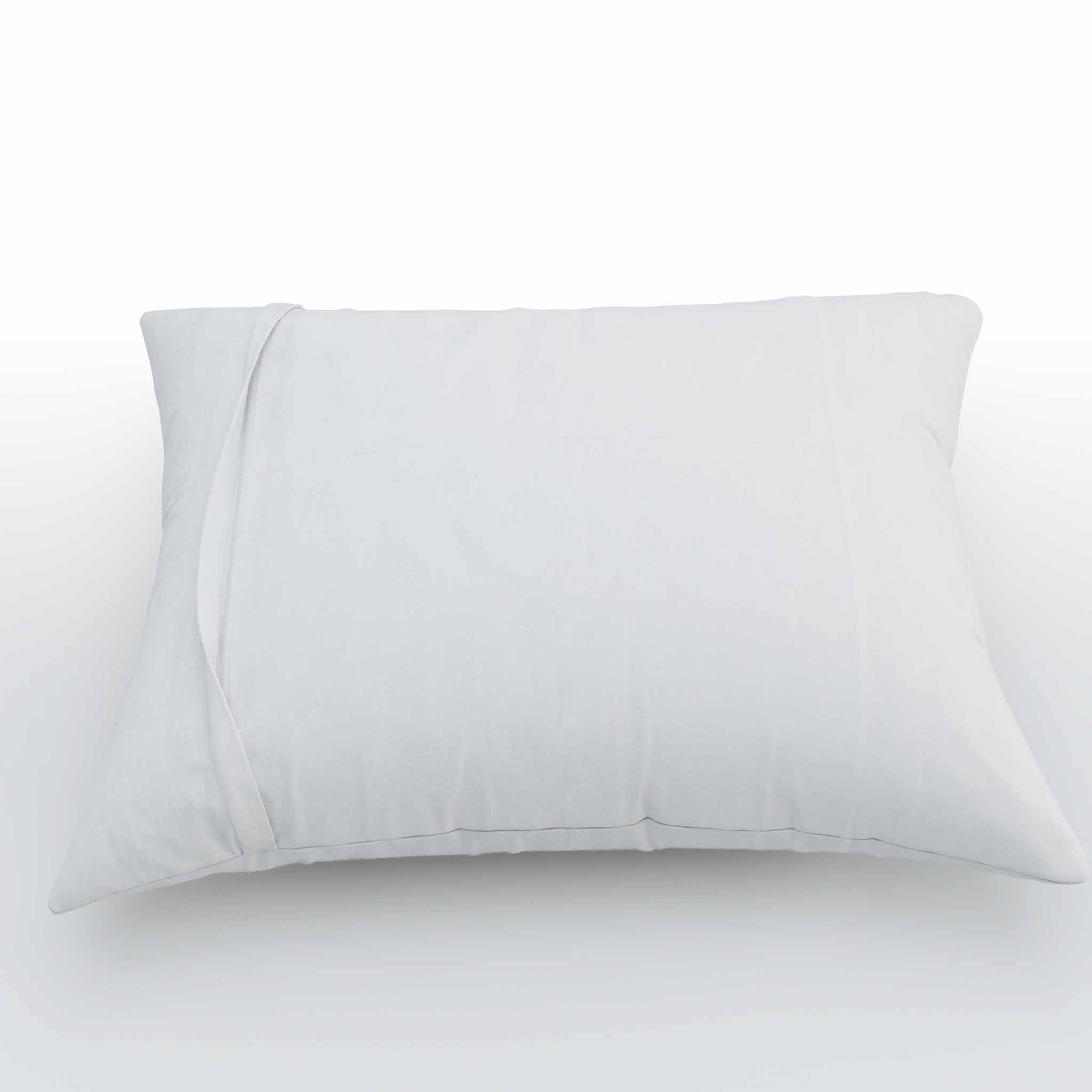 White Cotton and Polyester Hypoallergenic Pillow Protector, Standard/Queen