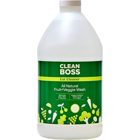 CleanBoss Eat Cleaner Triple-Action Fruit + Veggie Wash Refill - 64 oz - Removes Harmful Residue - Keeps Produce Fresh Up to 5X Longer - Vegan, Gluten Free