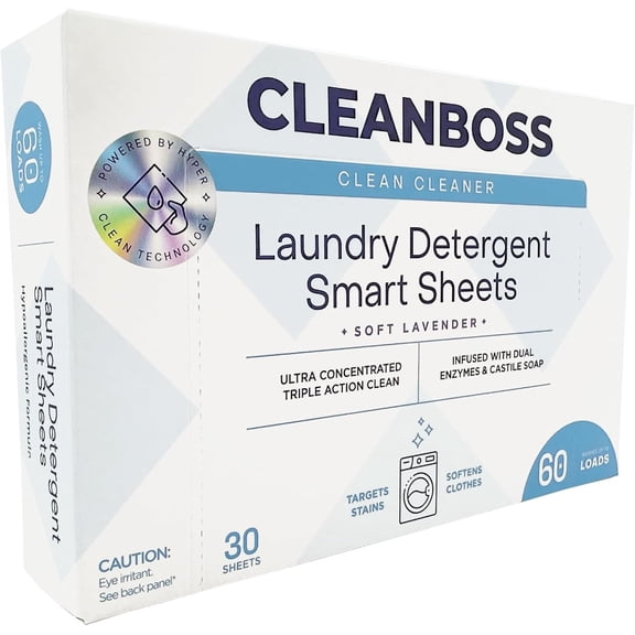 CleanBoss Laundry Detergent Smart Sheets - 30 Sheets