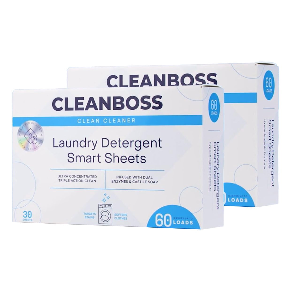 CleanBoss Laundry Detergent Smart Sheets - 60 Sheets