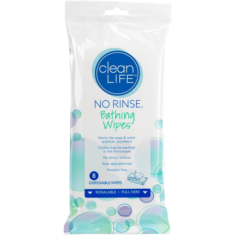 CleanLife Products No Rinse Bathing Wipes for Elderly Adults, Full