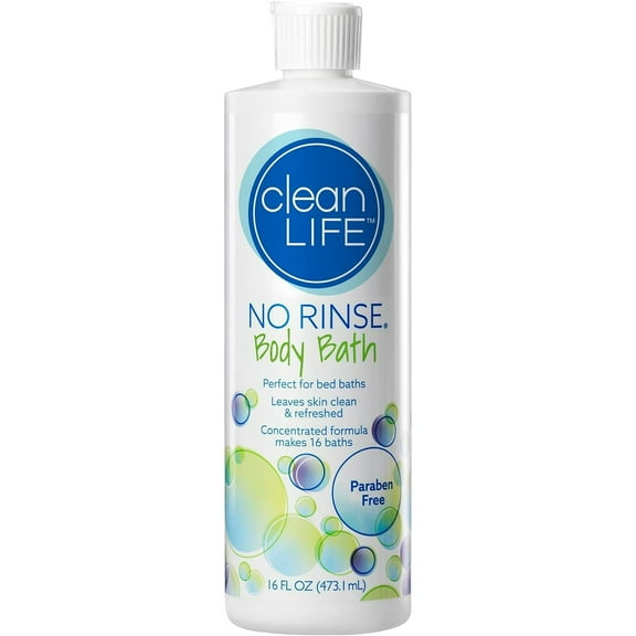 CleanLife Products No-Rinse Body Bath, Concentrated Formula, 16 oz, Pack of 2