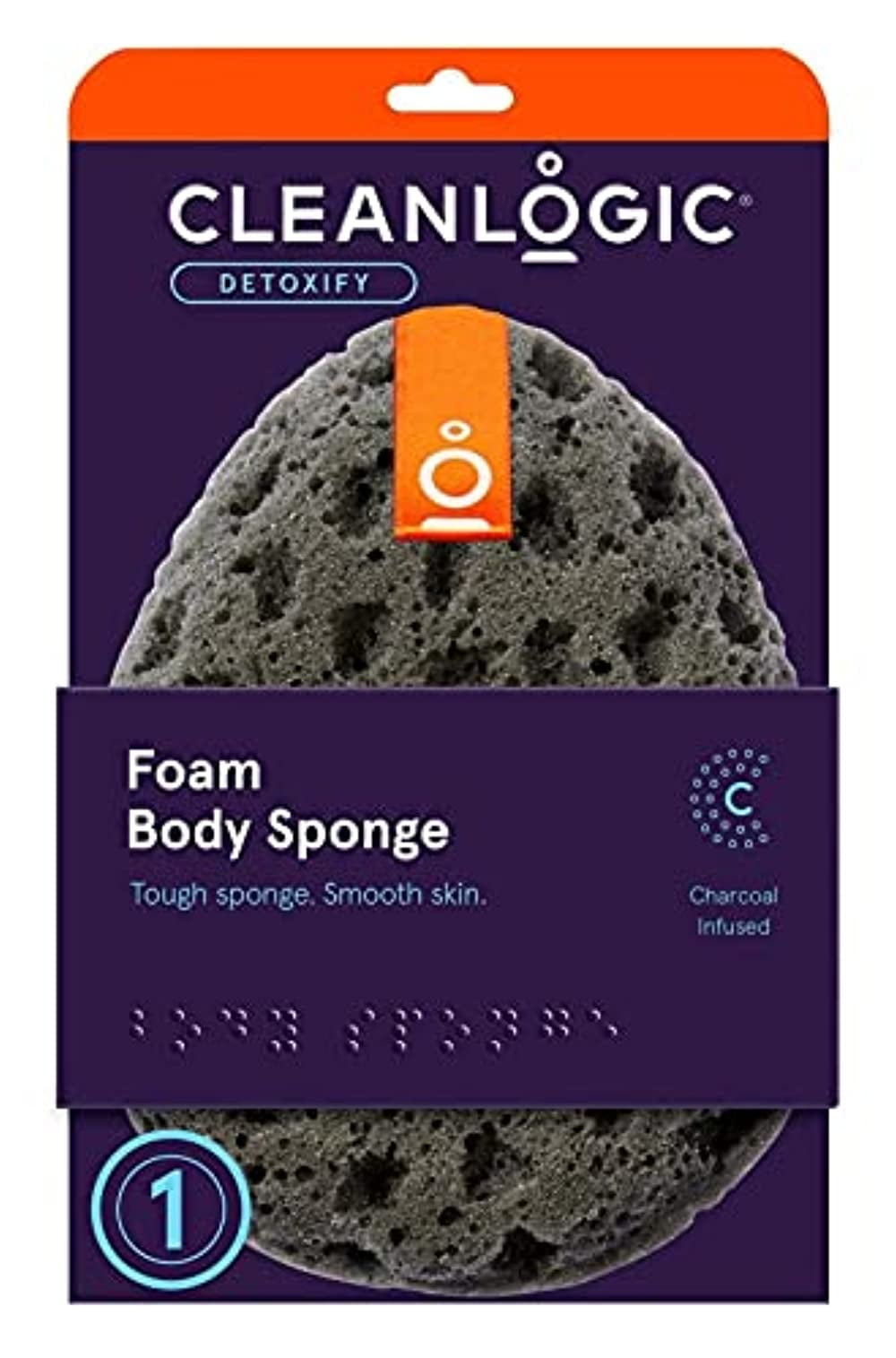 CleanLogic Exfoliating Sea Sponge, Charcoal Infused Body Scrubber for Clean, Smooth Skin, 1 Count