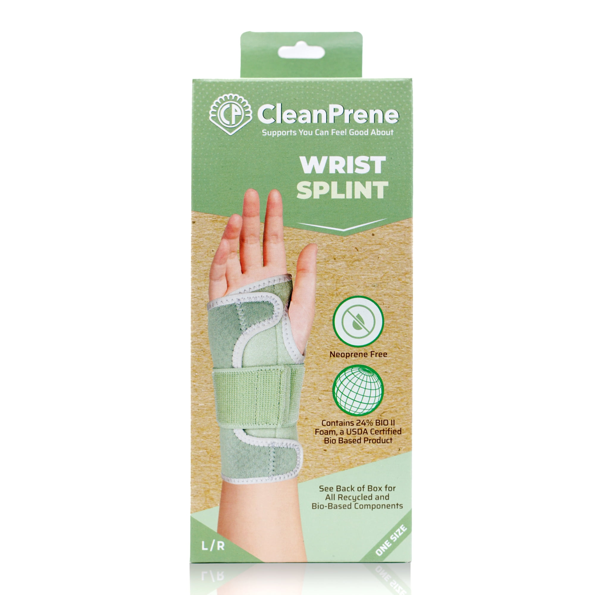 CleanPrene Wrist Splint, Sustainable, Biobased Support, One Size, Fits Left or Right