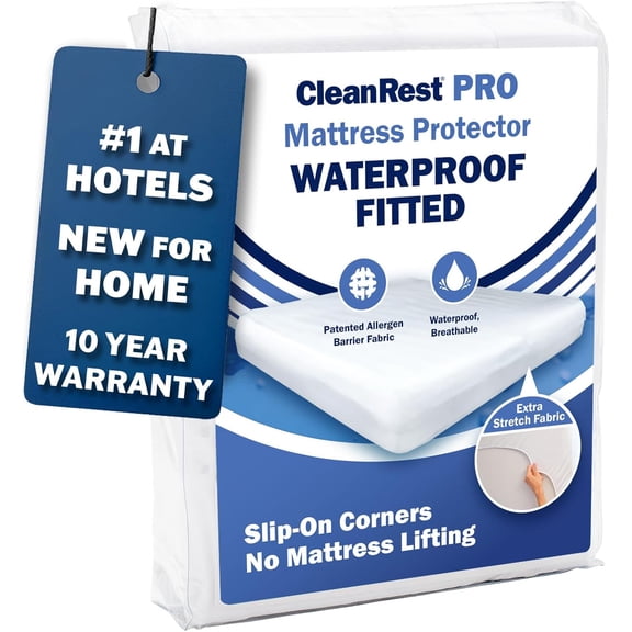CleanRest Waterproof Mattress Fitted Sheet Protector, Ultimate Defense Against Spills and Wear, MicronOne Allergen Barrier, Breathable, Chemical-Free, Fits Mattress Depths 12" to 21" (Queen)