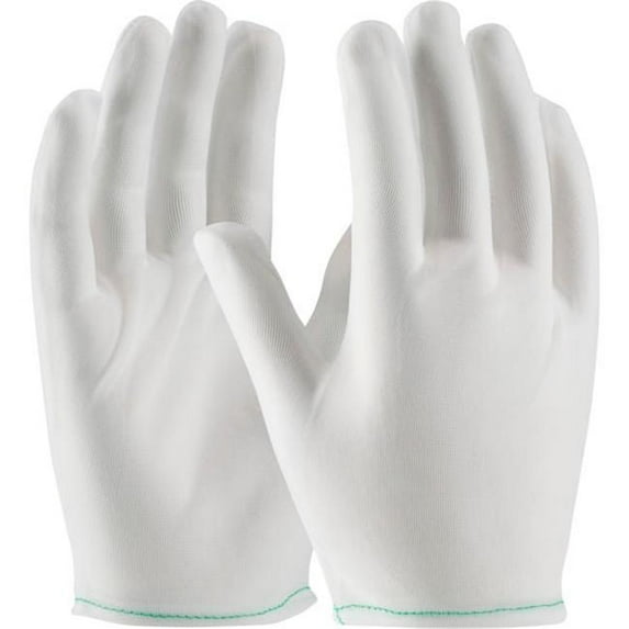 PIP Industries B2274084 43 Clean Team Inspect Denier Tricot Nylon Rolled Hem Mens Gloves, White - Extra Large