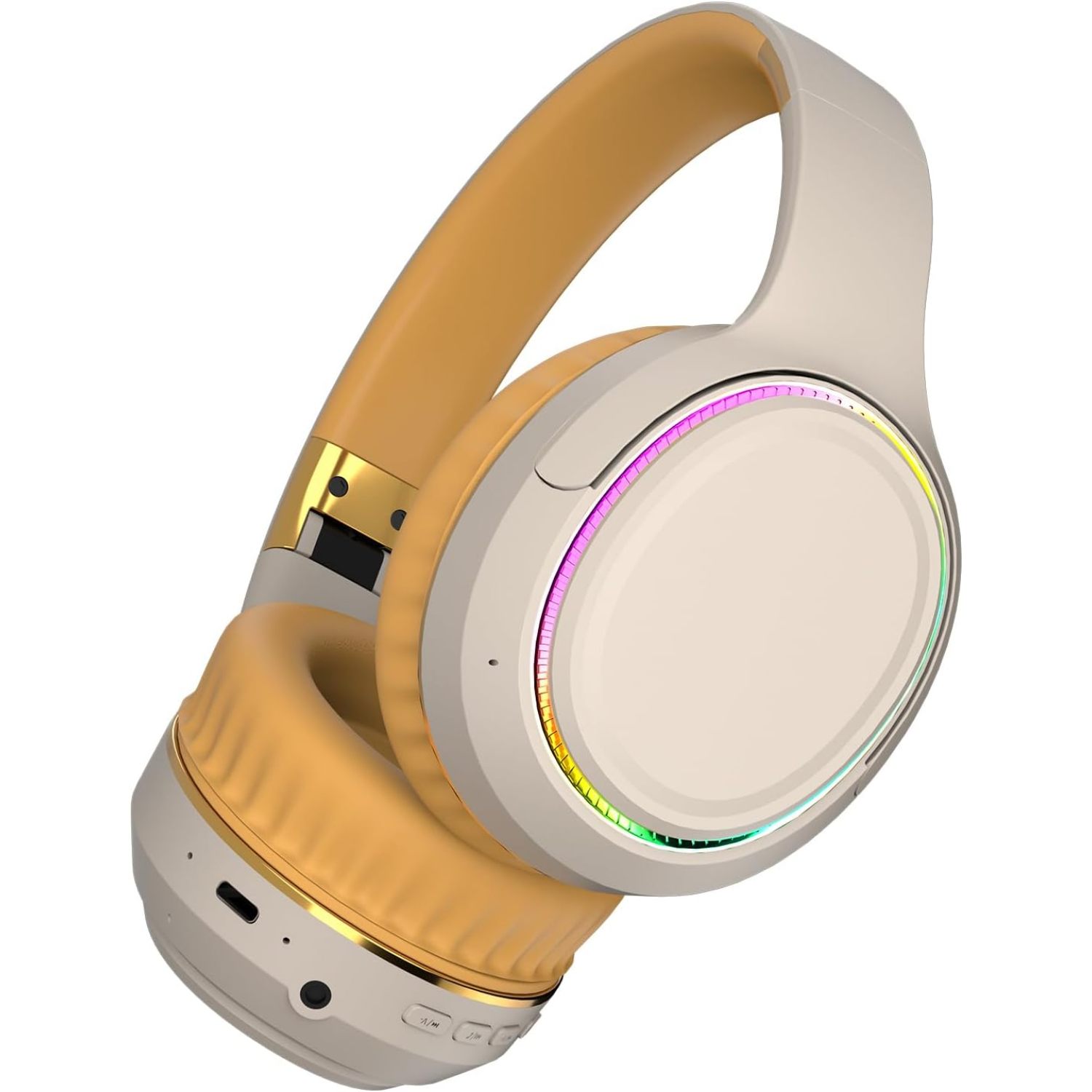 CleanX Bluetooth Headphones with RGB Lights, Foldable Wireless OverEar