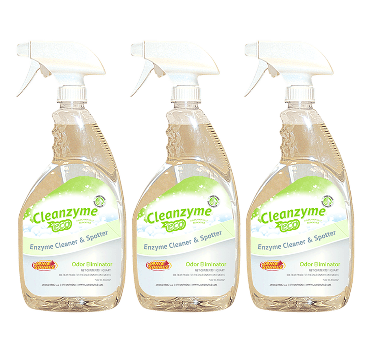 CleanZyme ECO RTU Odor Eliminator & Carpet Spotter, Cherry, 1 Quart (3-Pack)