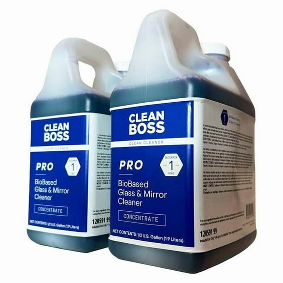 Cleanboss B3181526 Biobased Glass & Mirror Cleaner Concentrate 0.5 gal Bottle - Case of 4