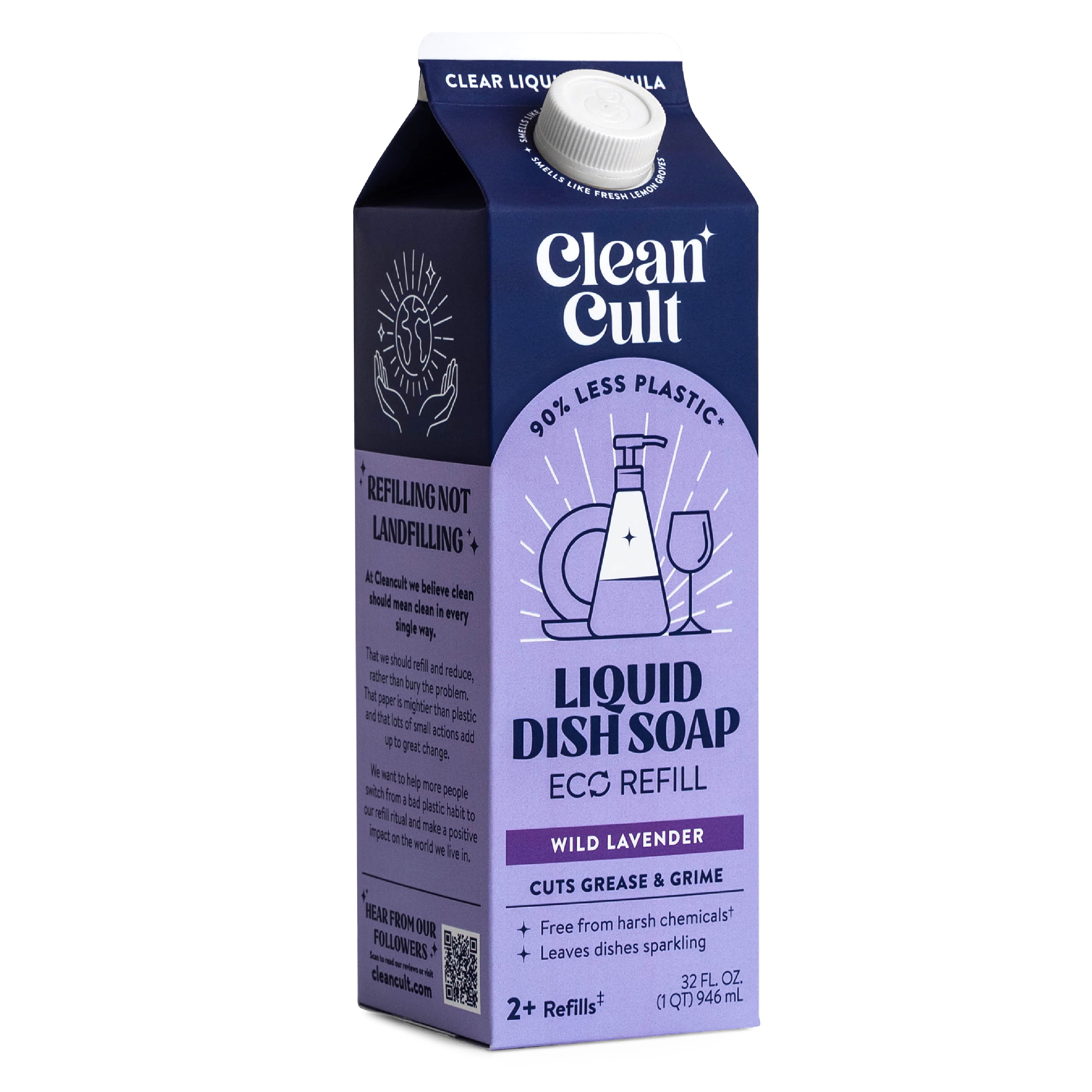 Cleancult Dish Soap Refill, Nature-Inspired Ingredients, Fresh Rain, 32 fl oz