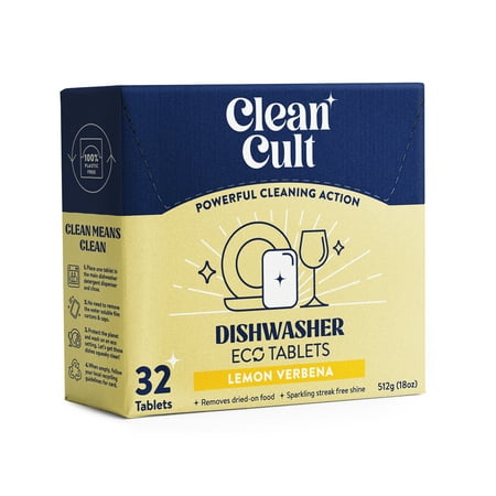 Cleancult Dishwasher Pods, Nature-Inspired Ingredients, Lemon Verbena, 32 Count