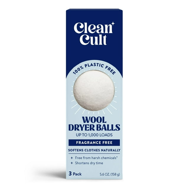 Cleancult Dryer Balls, Organic Wool, Reusable, Reduces Wrinkles