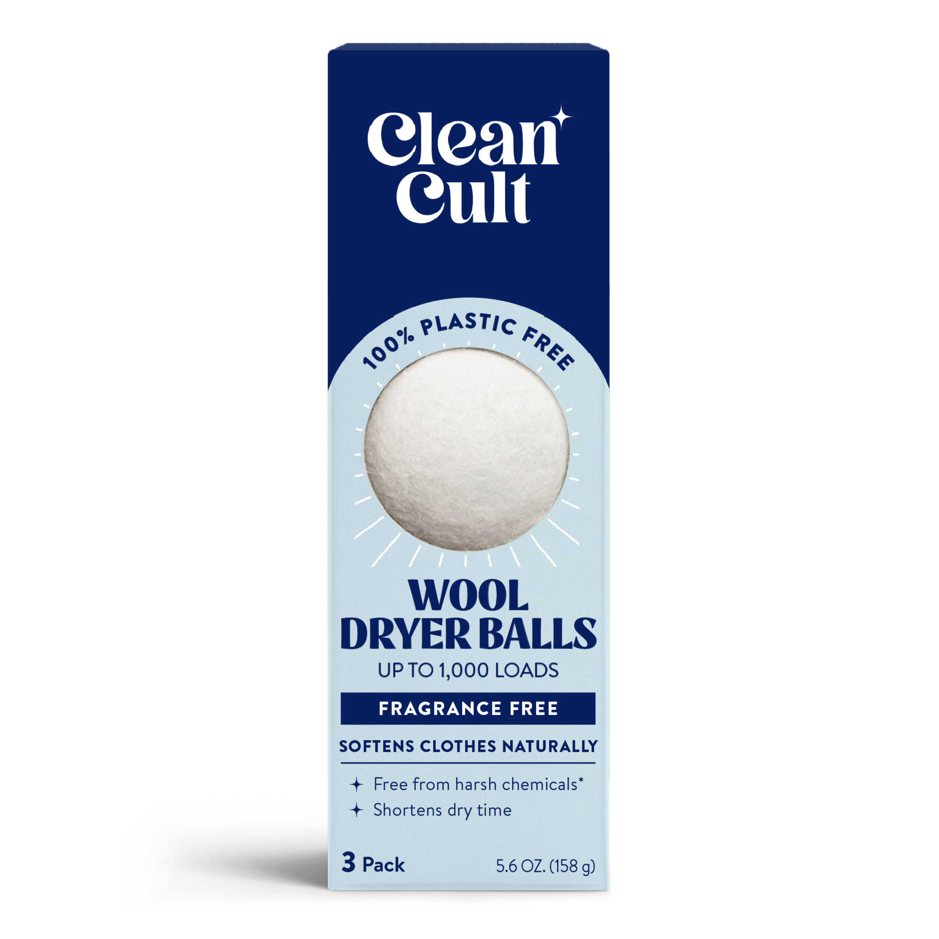 Cleancult Dryer Balls, Organic Wool, Reusable, Reduces Wrinkles, Unscented, 3 Count - image 1 of 7