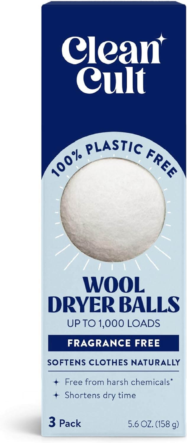 Cleancult Dryer Balls Reusable, 100 New Zealand Wool, Hypoallergenic