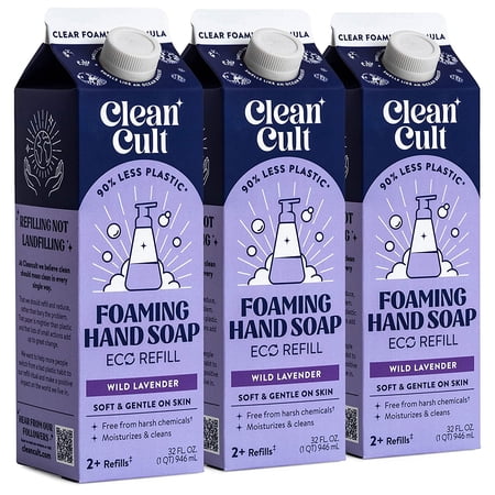 Cleancult Foaming Hand Soap Refill, Nature-Inspired Ingredients, Lavender, 3 Pack, 32 oz