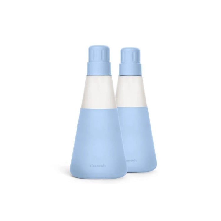 Cleancult Refillable Glass Liquid Detergent Dispenser, Periwinkle Blue, 2 Pack