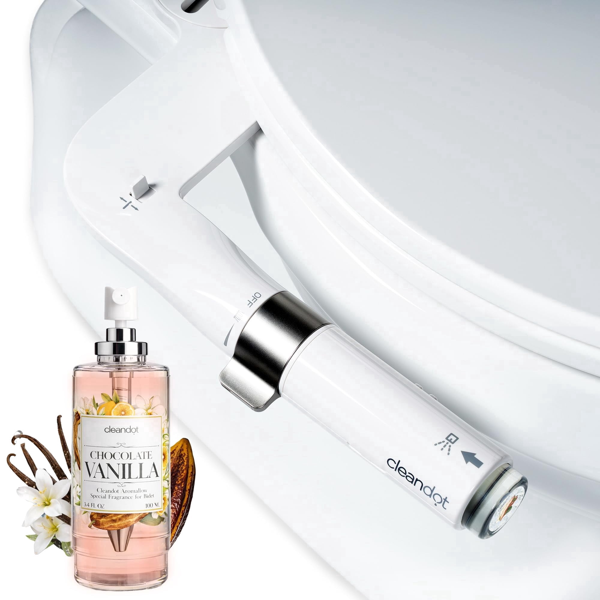 Cleandot Bidet Attachment for Toilet — Scented Bidet with Fragrance Spray Odor Eliminator, Precision Nozzle Adjustable Pressure, Non-Electric Cold Water Leak-Proof (Chocolate Vanilla, 3)