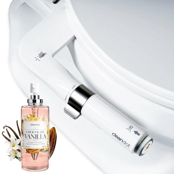 Cleandot Bidet Attachment for Toilet — Scented Bidet with Fragrance Spray Odor Eliminator, Precision Nozzle Adjustable Pressure, Non-Electric Cold Water Leak-Proof (Chocolate Vanilla, 2)
