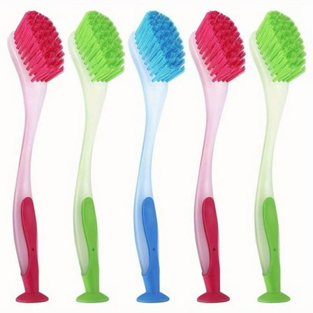 Cleaner Brush Soft Bristles Dishwashing Brush with Suction Cups Kitchen and Bathroom Scrubbing Brushes for Cleaning Dishes Pans Pots Sink and Back To School Supplies