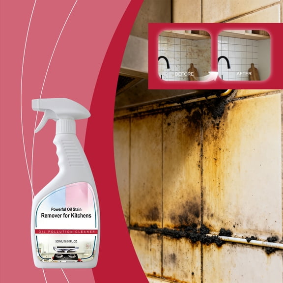 Cleaner Foaming Heavy Oil Stain Cleaner, All Purpose Kitchen Cleaning Spray, Rinse Free Degreaser for Stove Range Hood and Countertops, Powerful Foam Formula Cuts Grease Instantly
