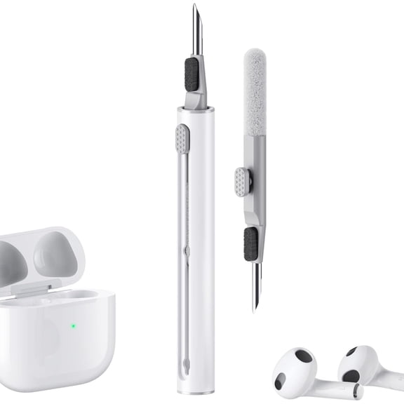 Cleaner Kit for All Multi-Function Cleaning Pen with Soft Brush Flocking Sponge for Bluetooth Earphones Case Cleaning Tools White