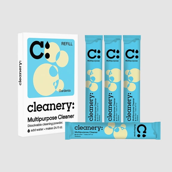 Cleanery All Purpose Cleaner Powder Concentrate Refills 4 Pack, Makes 24oz Each, Gardenia Scent