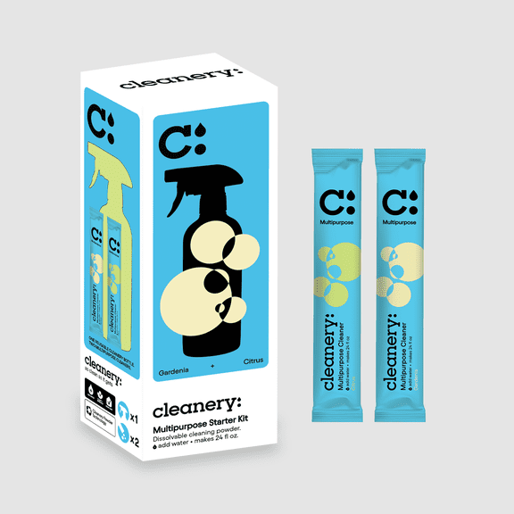 Cleanery All Purpose Refill Cleaner Starter Kit- 1 Reusable Bottle + 2 Lemon Lime + 2 Gardenia