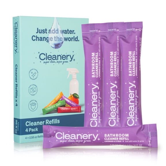 Cleanery Bathroom Cleaner Powder Concentrate Refills 4 Pack, Makes 24oz Each, Lavender & Citrus