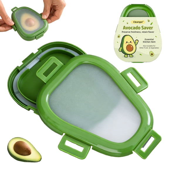 Cleangor Avocado Saver with Snap-On Lid, Silicone Food Saver, Reusable Individual Avocado Storage Container, Keep Avocadoes Fresh Longer, Reusable Kitchen Gadget, Dishwasher Safe (1, Green)