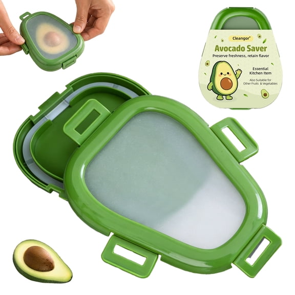 Cleangor Avocado Saver with Snap-on Lid, Silicone Food Saver, Reusable Individual Avocado Storage Container, Keep Avocadoes Fresh Longer, Reusable Kitchen Gadget, Dishwasher Safe (1, Green)
