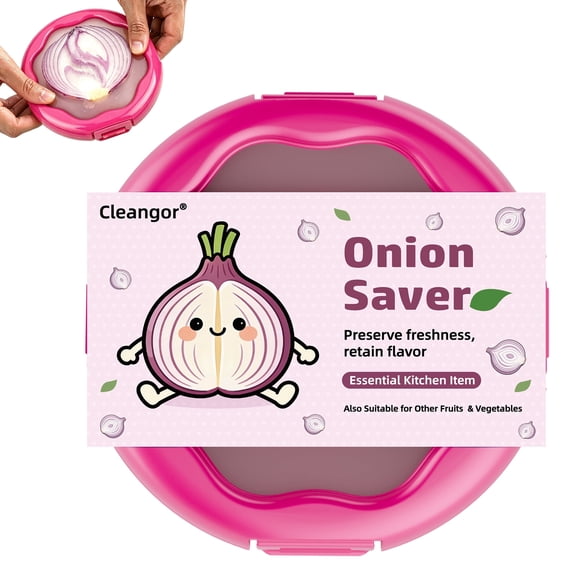 Cleangor Onion Saver with Snap-On Lid, Silicone Food Saver, Onion Storage Container Reusable, Vegetable and Fruit Storage Containers, Reusable Kitchen Gadget, Dishwasher Safe (1, Purple)