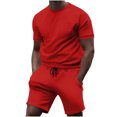 thumbnail image 1 of Cleaning 2 Packs Lounge Sets for Men 2 Piece Set Plain Classic T-Shirts Shorts Outfits Crew Neck Sleeveless Tops Drawstring Elastic Waist Shorts Summer Leisure Suits Beach Vacation, 1 of 6