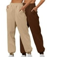 thumbnail image 1 of Cleaning 2 Packs Womens Solid Basic Joggers Pants Elastic High Waist Sweatpants Athletic-Fit High Waisted Trousers Lounge Breathable Sports Pants Hiking Outdoor Track Sweatpant with Pockets, 1 of 6