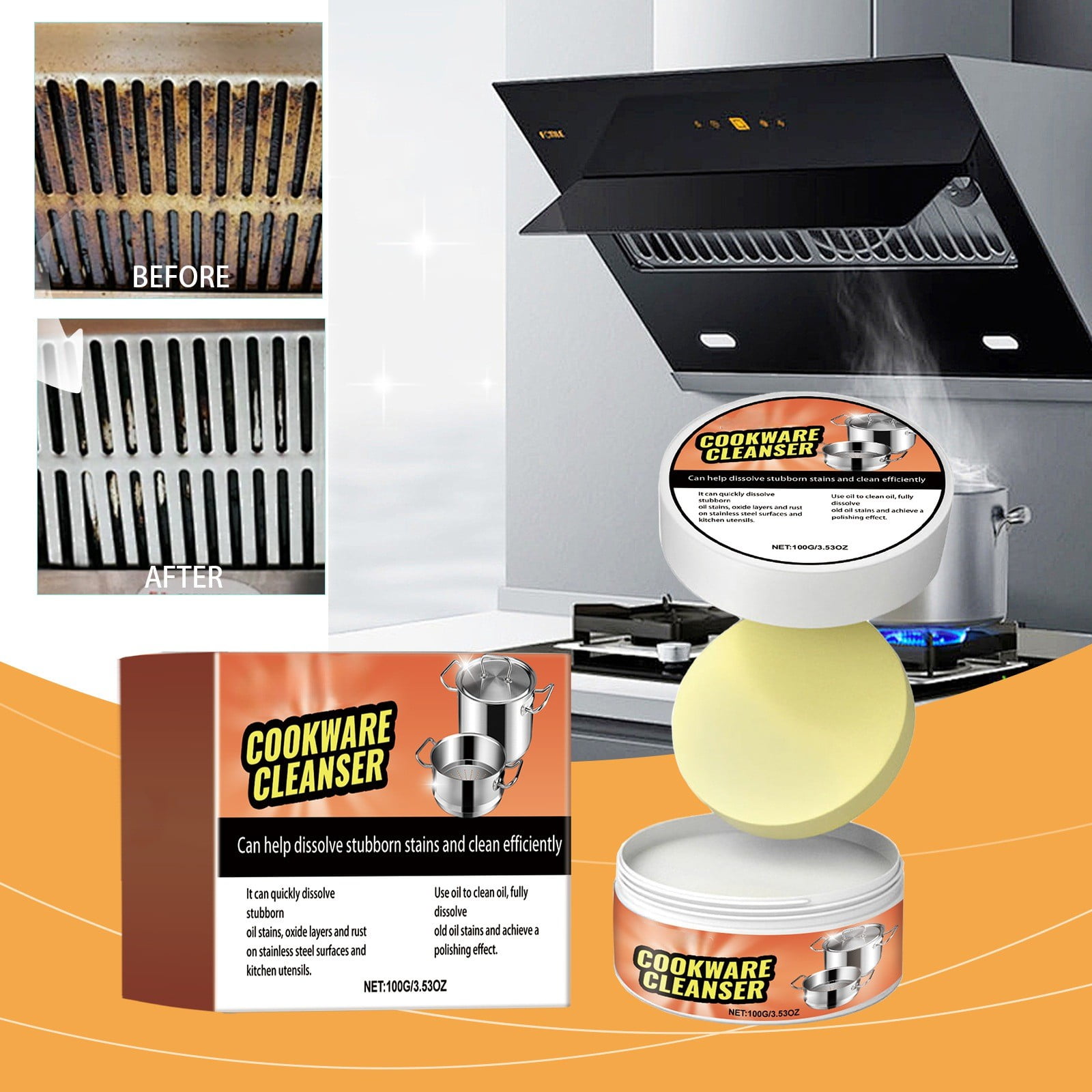 Cleaning Agents Stove Top For Back To School Cookware Paste Cleanser & Polish Stainless Steel