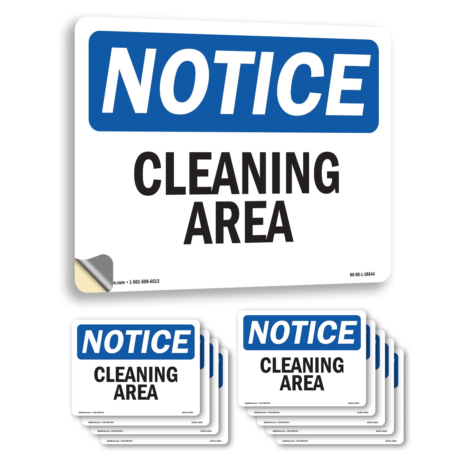 Clean Area. Sign Sticker Cleaning Area OSHA Notice Vinyl Decal Label 24 Inch x 18 Inch - 10 Pack ...