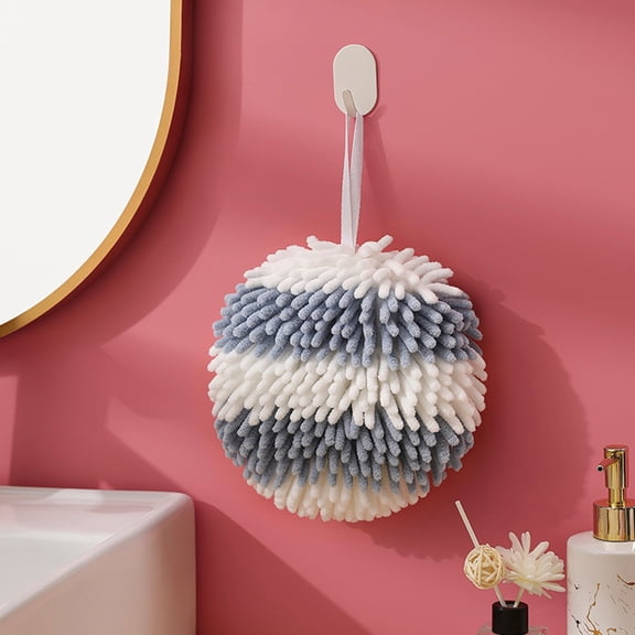 Cleaning Ball Clearance! Huayishang Absorbent Hanging Hand Towel Plush Towel Fuzzy Hand Towel Set of 4 Colors Soft Puff Hand Towel for Bathroom Kitchen (Stripes), Cleaning Ball*2
