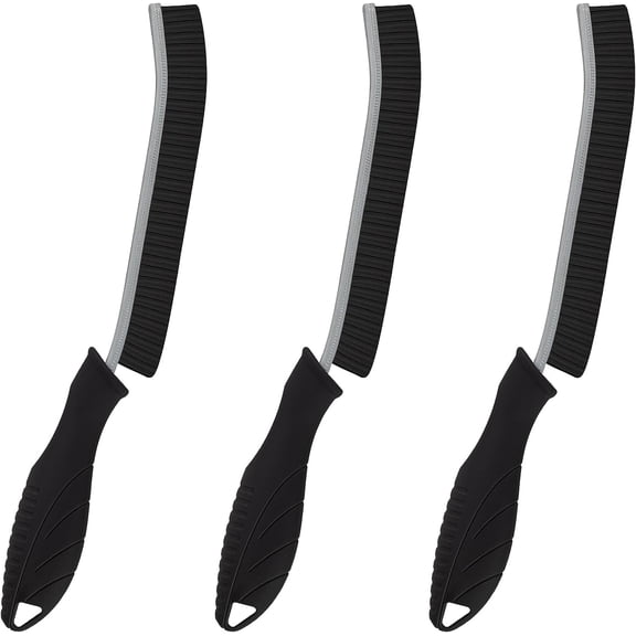 Cleaning Brush - 3 Pcs Hard Bristle Crevice Cleaning Brush, Grout Brush, Scrub Brush Cleaning Supplies, Gap Cleaning Tools for Bathroom Kitchen Toilet Window Track (3, Black)